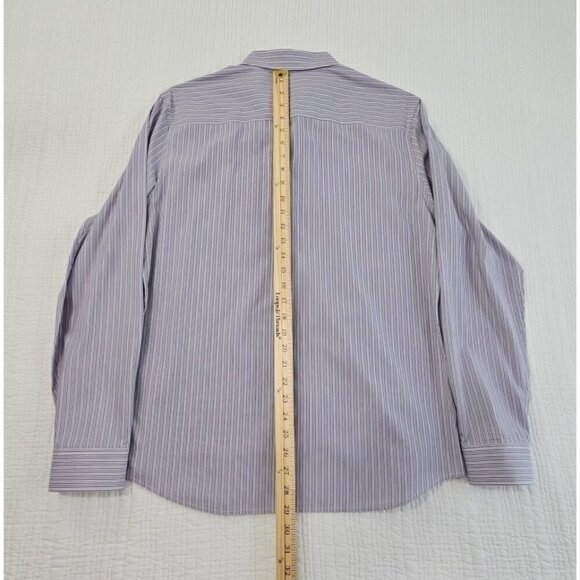 Calvin Klein Button Up Shirt Men's L Purple Stripes Pocket Long Sleeve EUC LN - Picture 11 of 15